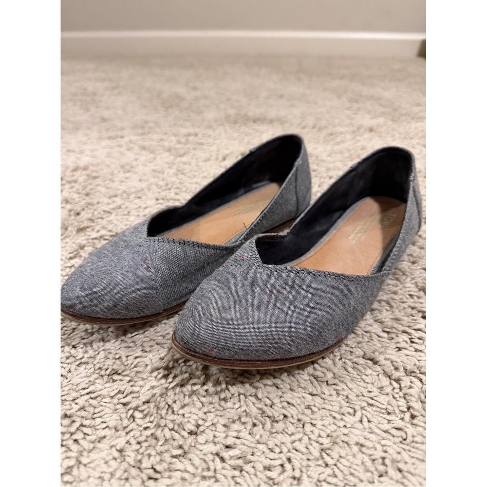 TOMS Women's Grey Pointed Toe Slip-On Flats